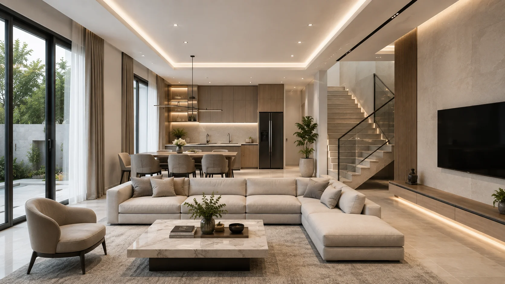 Desain Interior Rumah Luas Elegan & Sederhana